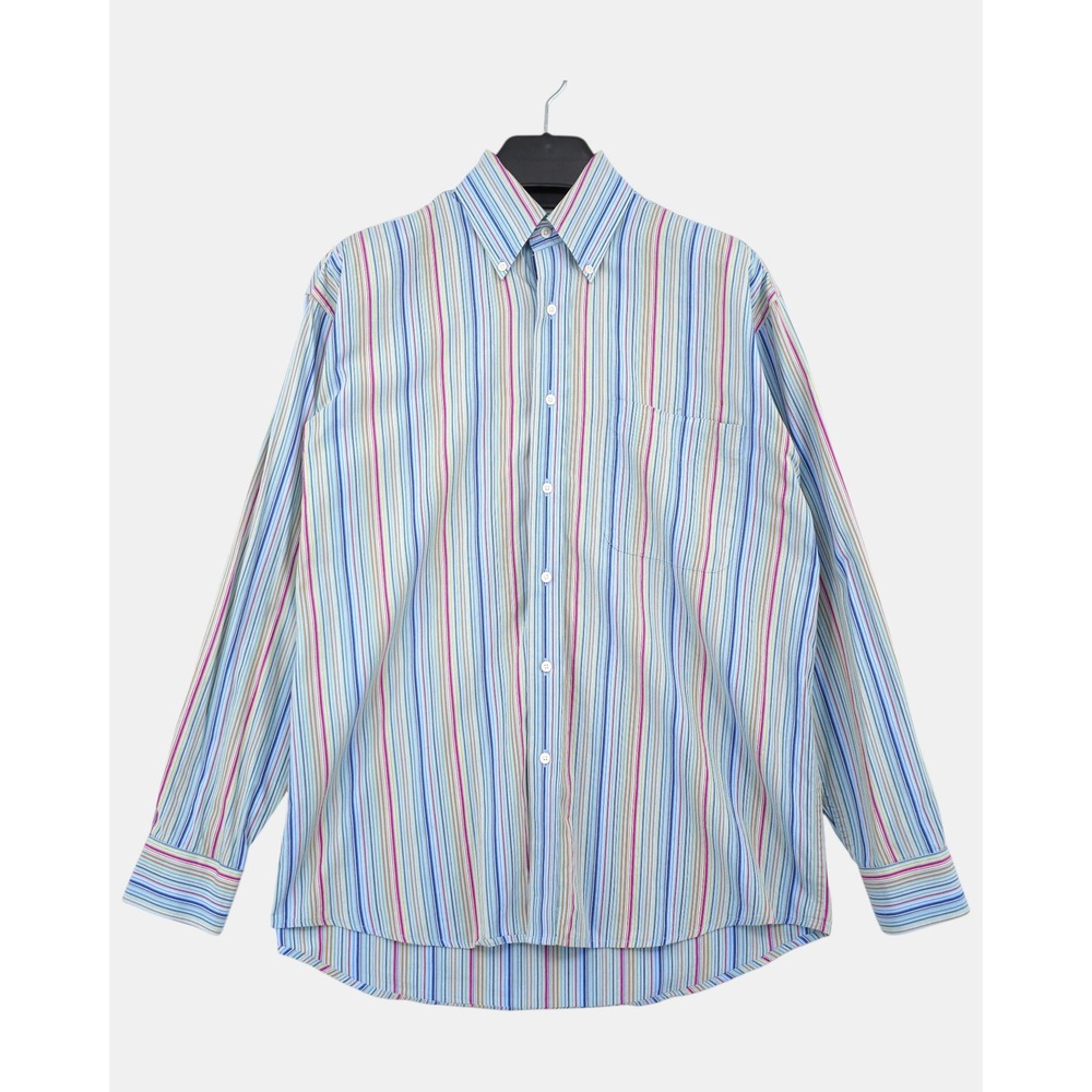 Alan Flusser‎ Men's Medium Multicolor Striped Cotton Button-Down Shirt
